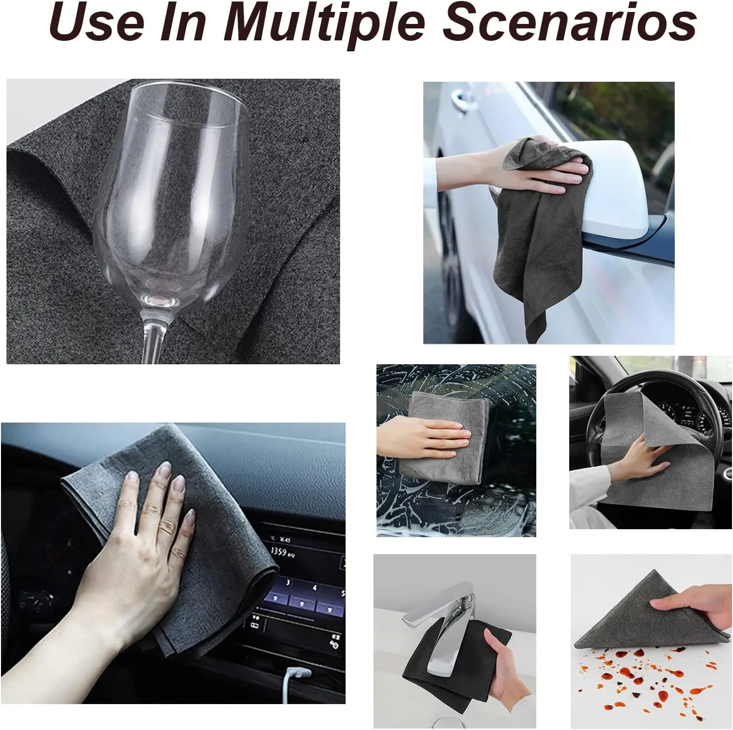 Reusable Cleaning Cloths 10-Pack Polyester Fiber Set Household Car Cleaning