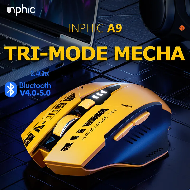 Wireless Mouse Inphic A9 Bluetooth 2.4GHz Rechargeable Noiseless Clicks 2400dpi Optical type-C Fast Charge Battery Indicato wireless mouse wireless optical mouse
