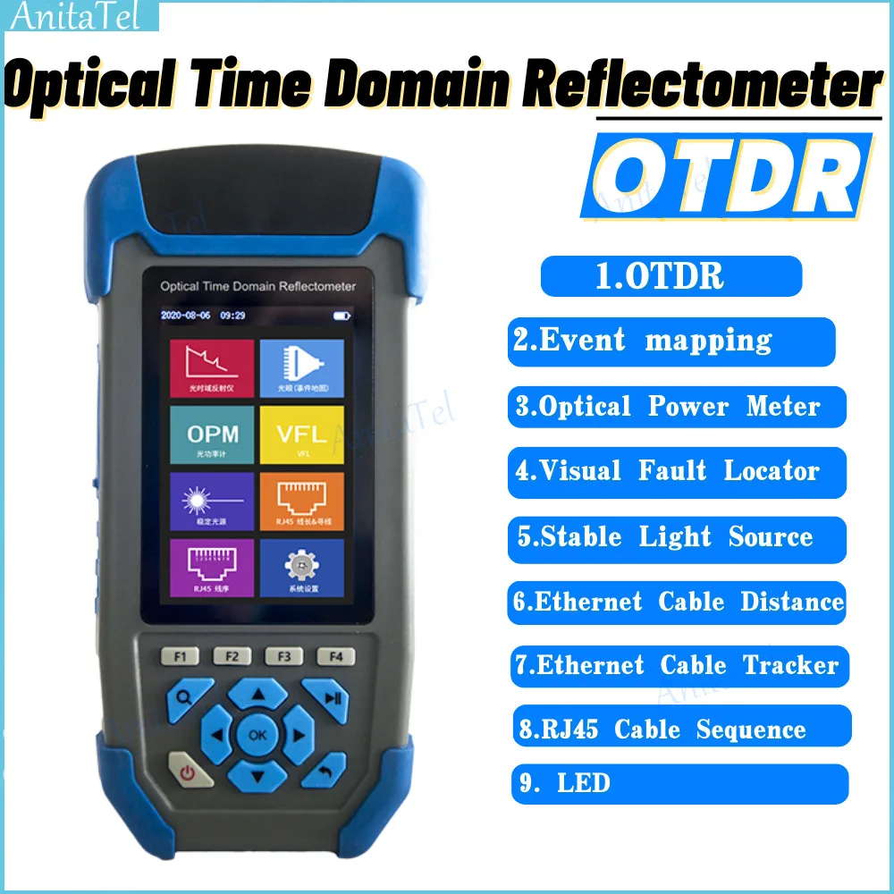 

JW3302S Волоконно-Оптический Тестер OTDR 1310 1550nm 9 в 1 Высокоточный тестовый анализатор OPM VFL тестовый инструмент отражатель оптического волокна