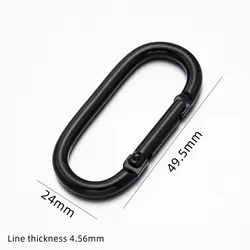 5 - Piece Metal Oval Carabiner Clip Set for DIY Projects and Accessories (Black)