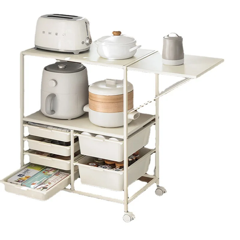 Kitchen Trolley Microwave Oven Storage Rack Tanding Coffee Machine Mobile Dining Cabinet Living Room Snack Storage Cabinet