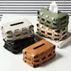 Nordic Luxury Leather Paper Holder Double Plaid Woven Tissue Box Luxury Desktop Napkin Organizer Home Creative Handkerchief 2