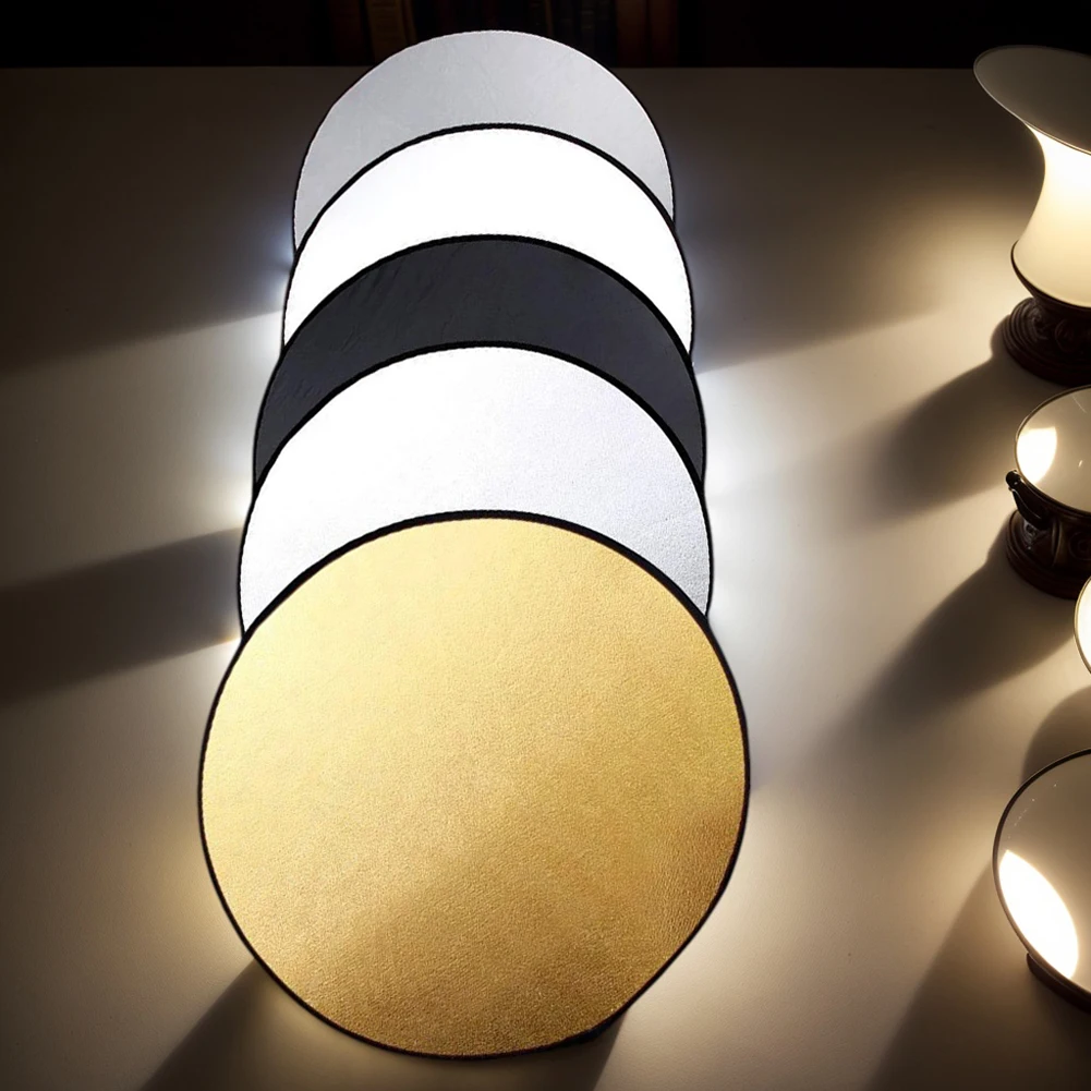 60cm/80cm 5-in-1 Light Reflectors Collapsible Multi-Disc Photo Reflector Reflector Panel Photos Round for Photography