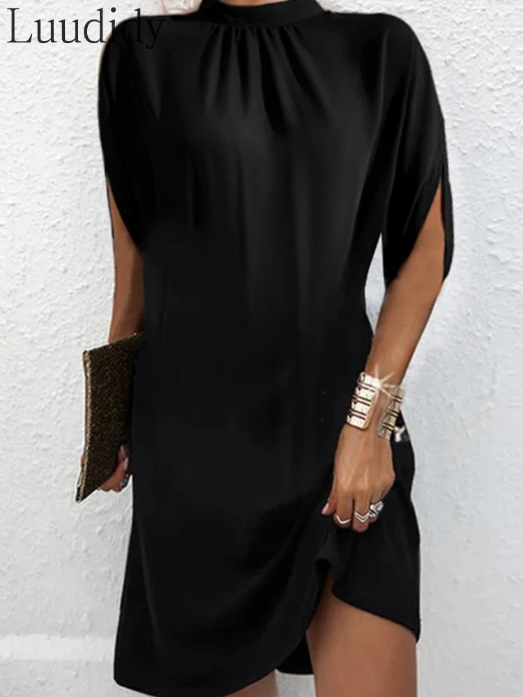 

Женское Повседневное платье с коротким рукавом и ложным воротником