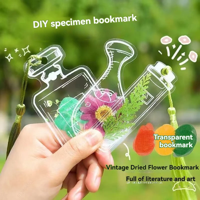 Floral Painting Bookmark 64PCS Bookmark Making Kit Transparent Flower Handmade Dried For School DIY