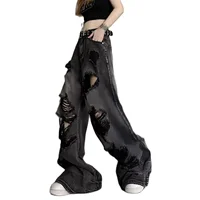 Vintage High Waist Denim Pants Ripped Jeans Women Fashion Loose Wide Leg Straight Pants Y2k Streetwear Female - Image 4