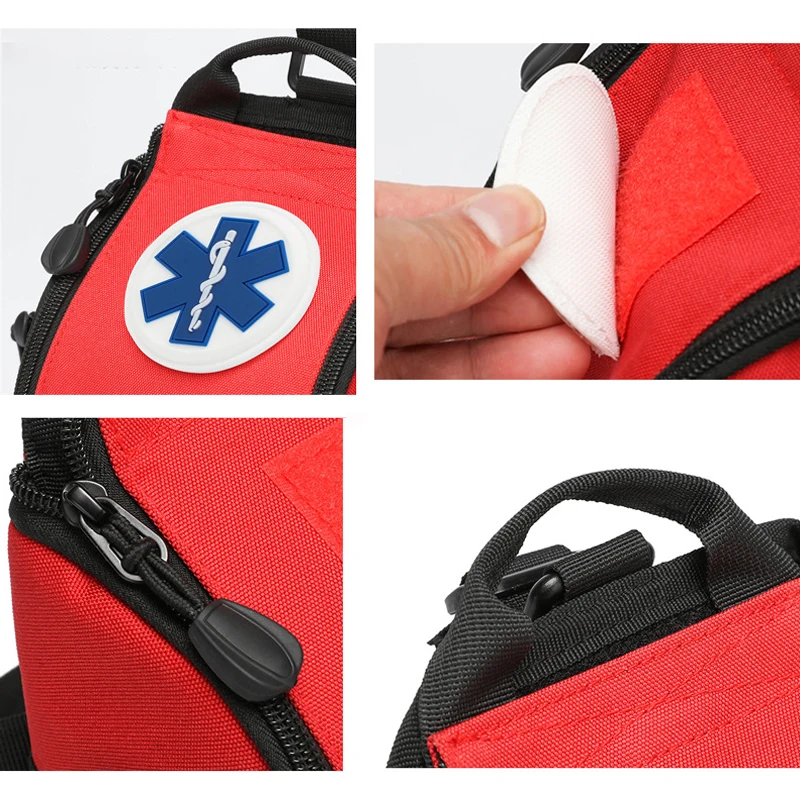 First Aid Kit Fanny Pack Medical Storage Red Travel Rescue Waist Bag Empty Pouch Compact Survival Medicine Pocket Container_voghion.com