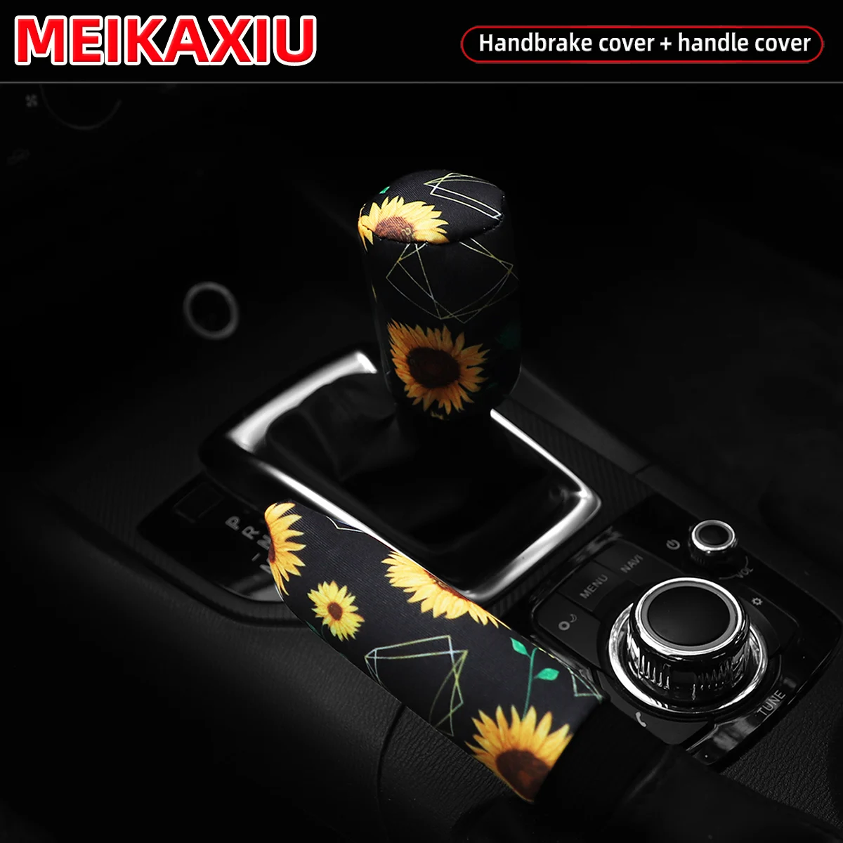 Car handbrake cover set 2 piece set flower footprints chrysanthemum panda spider web Christmas fabric print 14 patterns