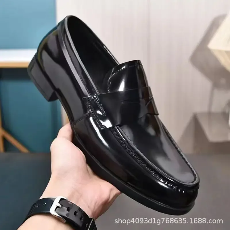 Italian High-end Leather Slip-on Shoes Mens Business Dress