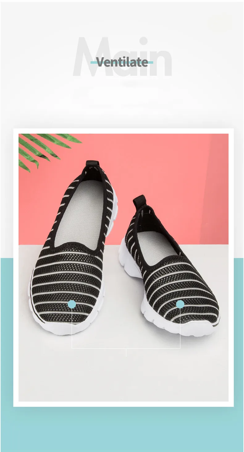 STRONGSHEN Women's Summer Sneakers Slip On Flat Shoe Women's Fashion Casual Loafers Walking Shoe Outdoor Mesh Soft Bottom Sports