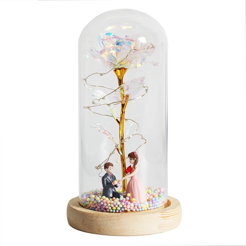 HOT LED ENCHANTED GALAXY ROSE ETERNAL BEAUTY AND THE BEAST ROSE WITH FAIRY LIGHTS