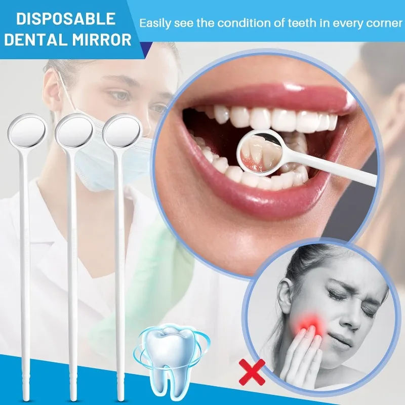

6Pcs Disposable Dental Mouth Mirror Dental Teeth Cleaning Tools Dentist Instrument Oral Care Tools (Blue,White)