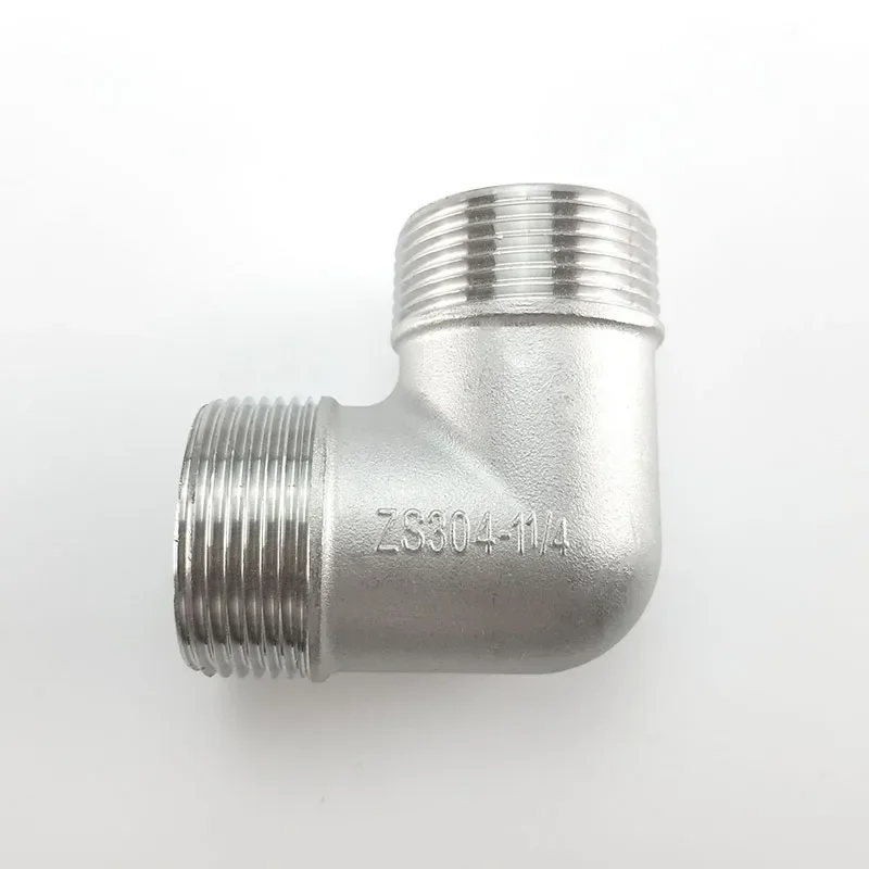 1/4 "3/8" 1/2 "3/4" 1 "1-1/4" Bsp Siku 90 Derajat Miring 304 Baja Tahan Karat Pria Pipa Ulir Dn8 Dn10 Dn15 Dn20 Dn25