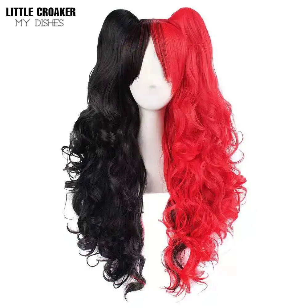 Vibrant Ombre Two-Tone Long Wavy Cosplay Wig with Ponytails
