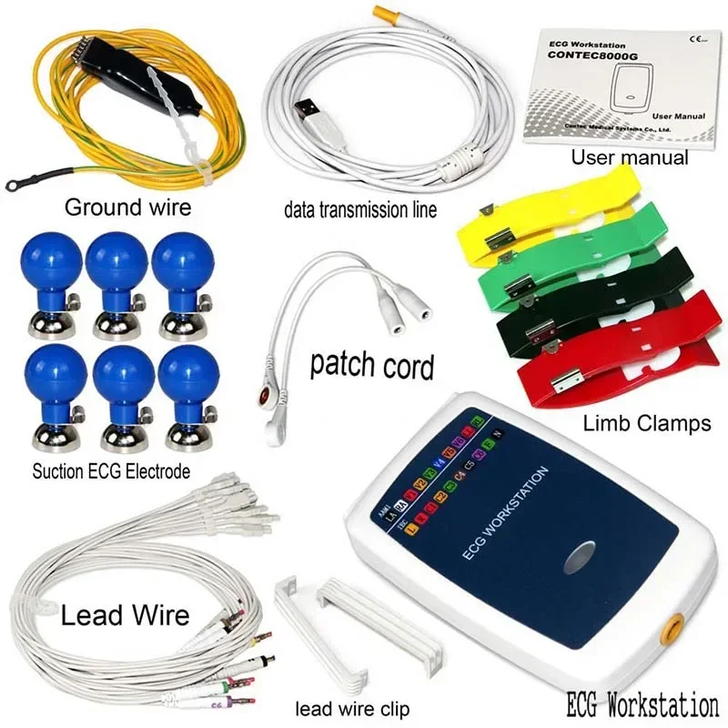 8000G Workstation Portable ECG Waveform Recorder Analyzer System 12 Lead Resting Heart Resting Analysis System