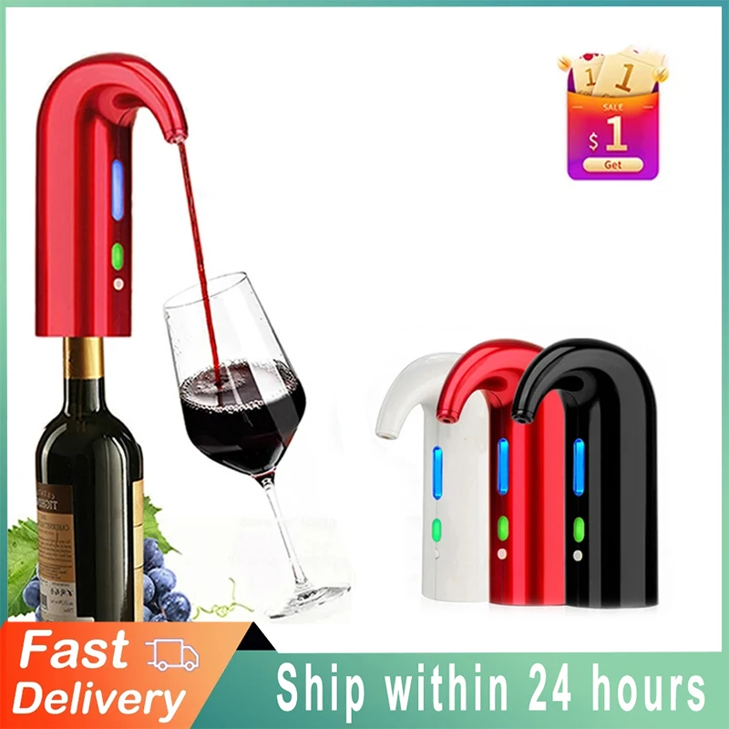 Decanter di versamento Automatico del Vino Elettrico Ricaricabile di USB Colore : Black erogatore Aeratore del Vino 