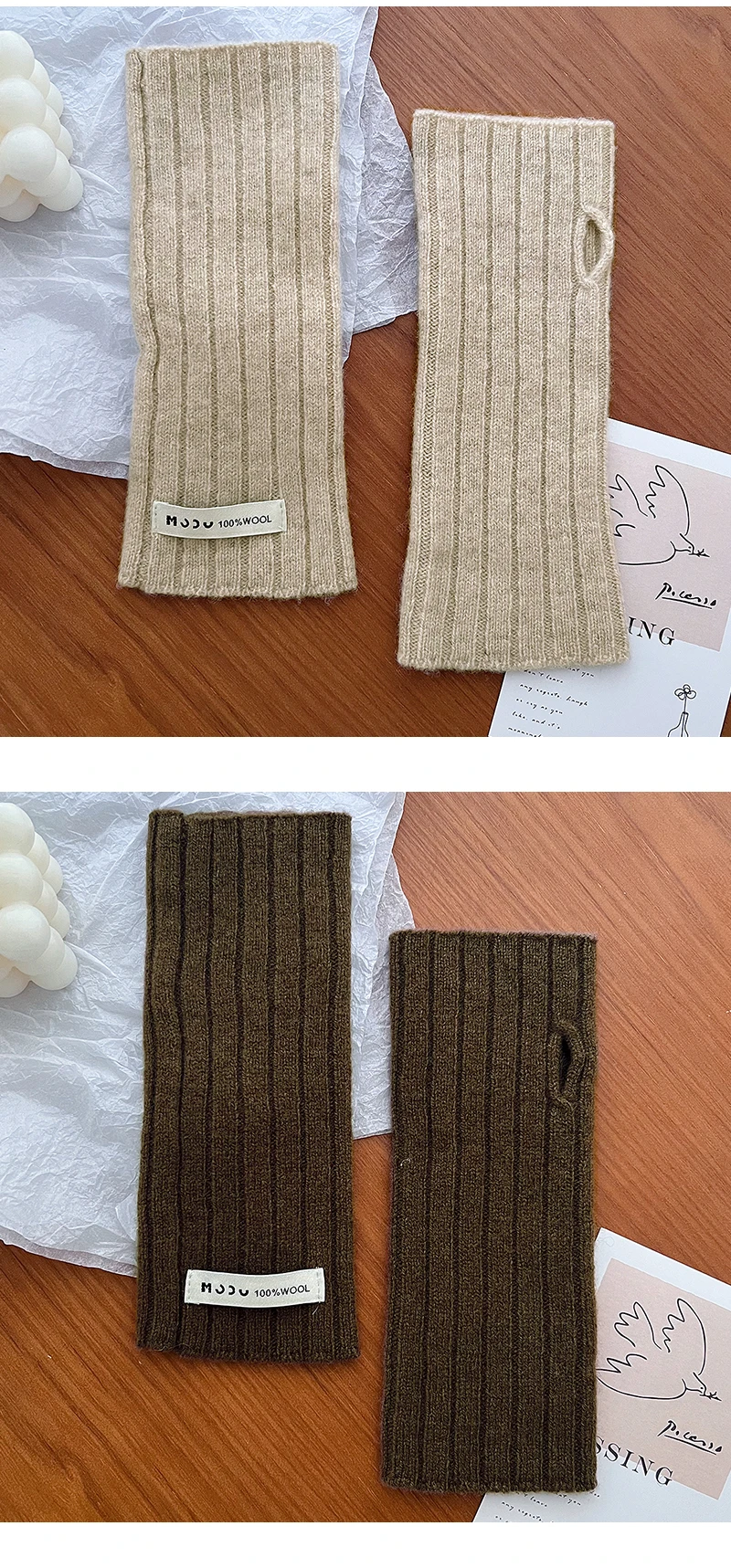 100% Wool Gloves Lady Touchscreen Finger Hole Winter Autumn Women Warm Wrist Length Classic Knitted Gloves Female Mitten 2025