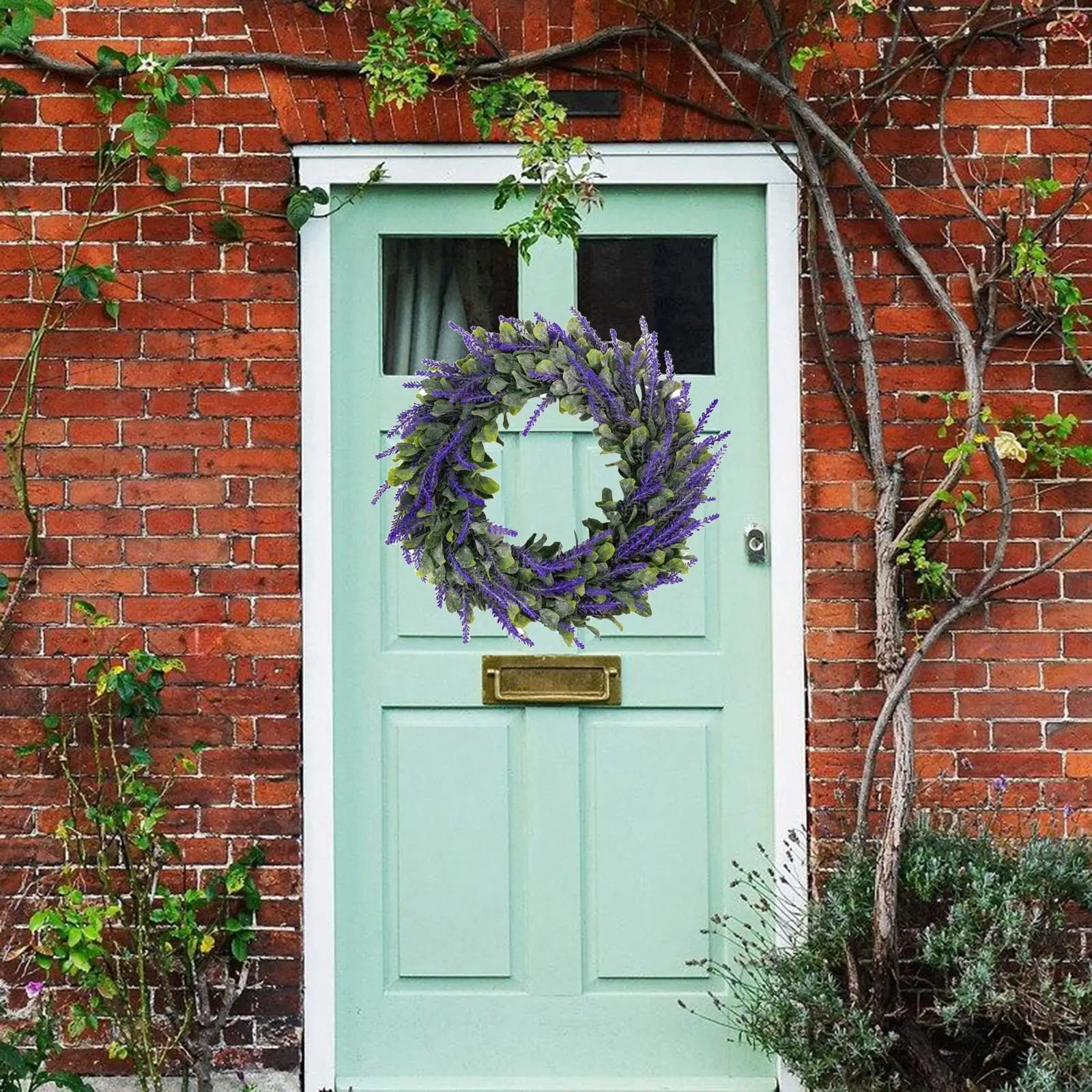 

Венок ручной работы с лавандой, искусственная гирлянда, украшение для передней двери, для внутреннего или наружного использования