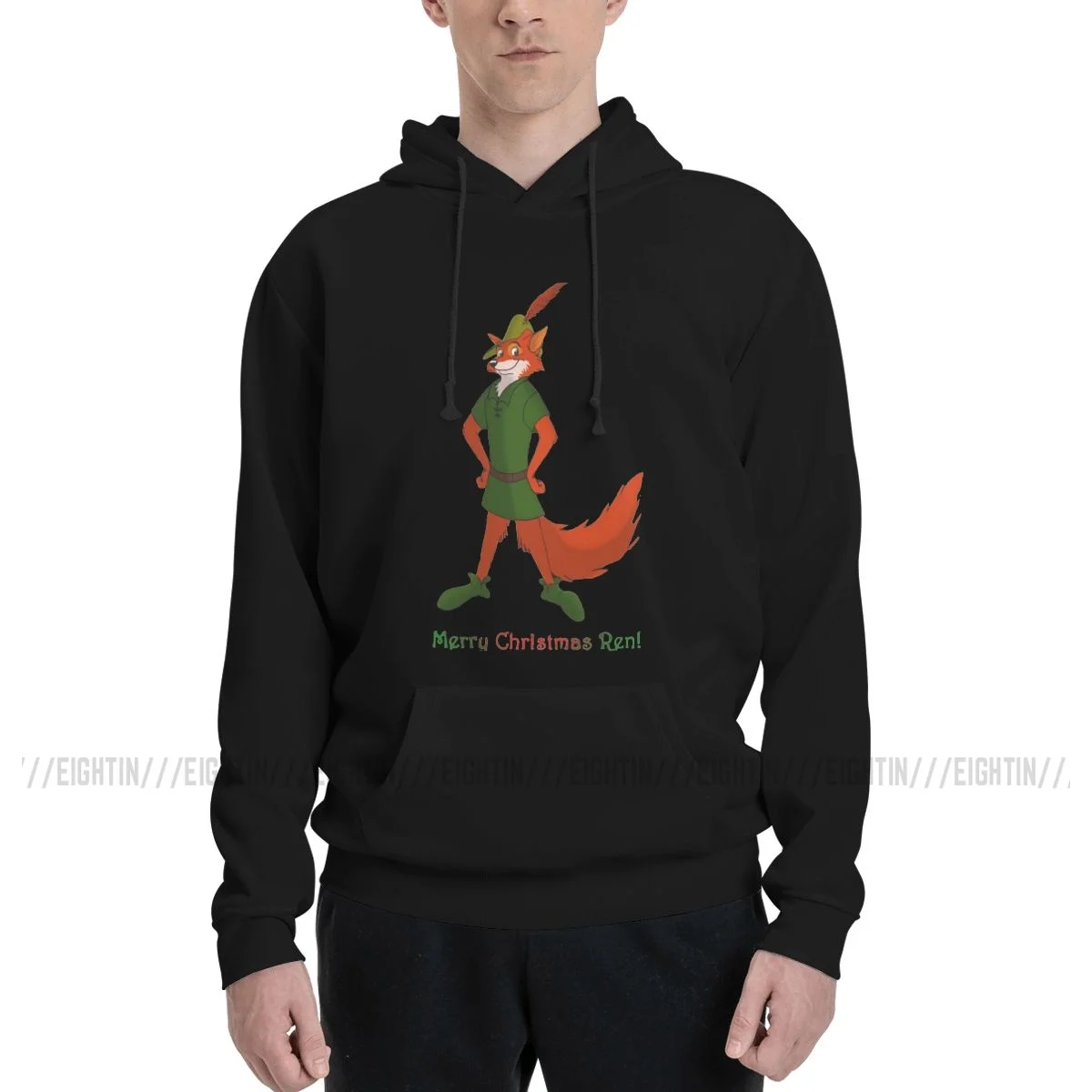 Merry Christmas Ren Felpe Uomo Donna Moda Red Robin Hood Fox Cartoon Felpa Pullover Oversize Invernale