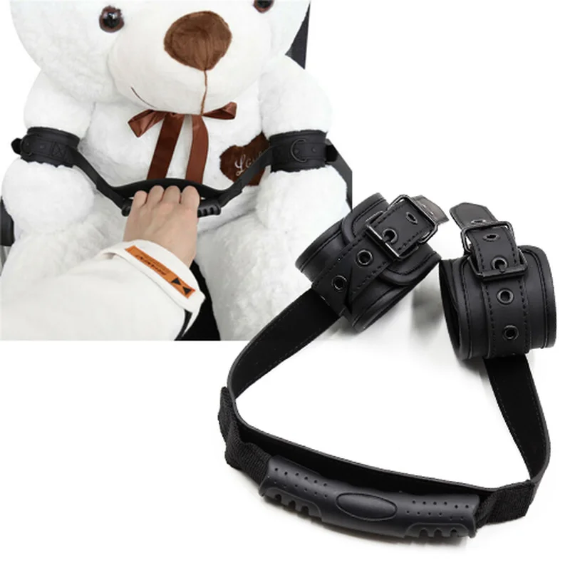 HANBIN Plush Handcuffs PU Leather Couples Fun Props Black 