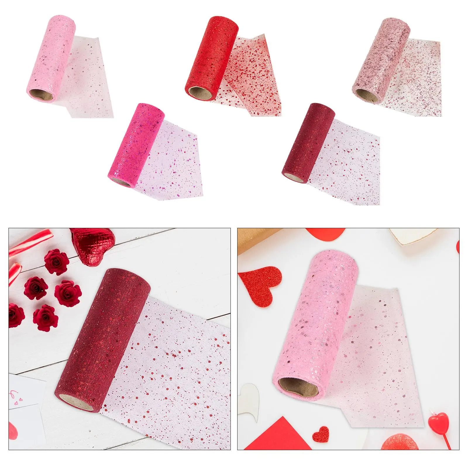 반짝이 얇은 명주 그물 리본, DIY 휴대용 트렌디한 너비 15cm, 발렌타인 데이 장식, 웨딩 장식, 10 야드