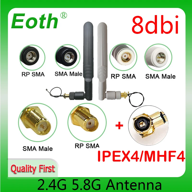 Wifi Antenna ipex 4 mhf4 eoth 2.4g wifi Antenna router antena 2.4GHz 5.8Ghz IOT 8dBi antene RP-SMA sma male Dual Band 2.4G 5.8G 21cm Pigtal