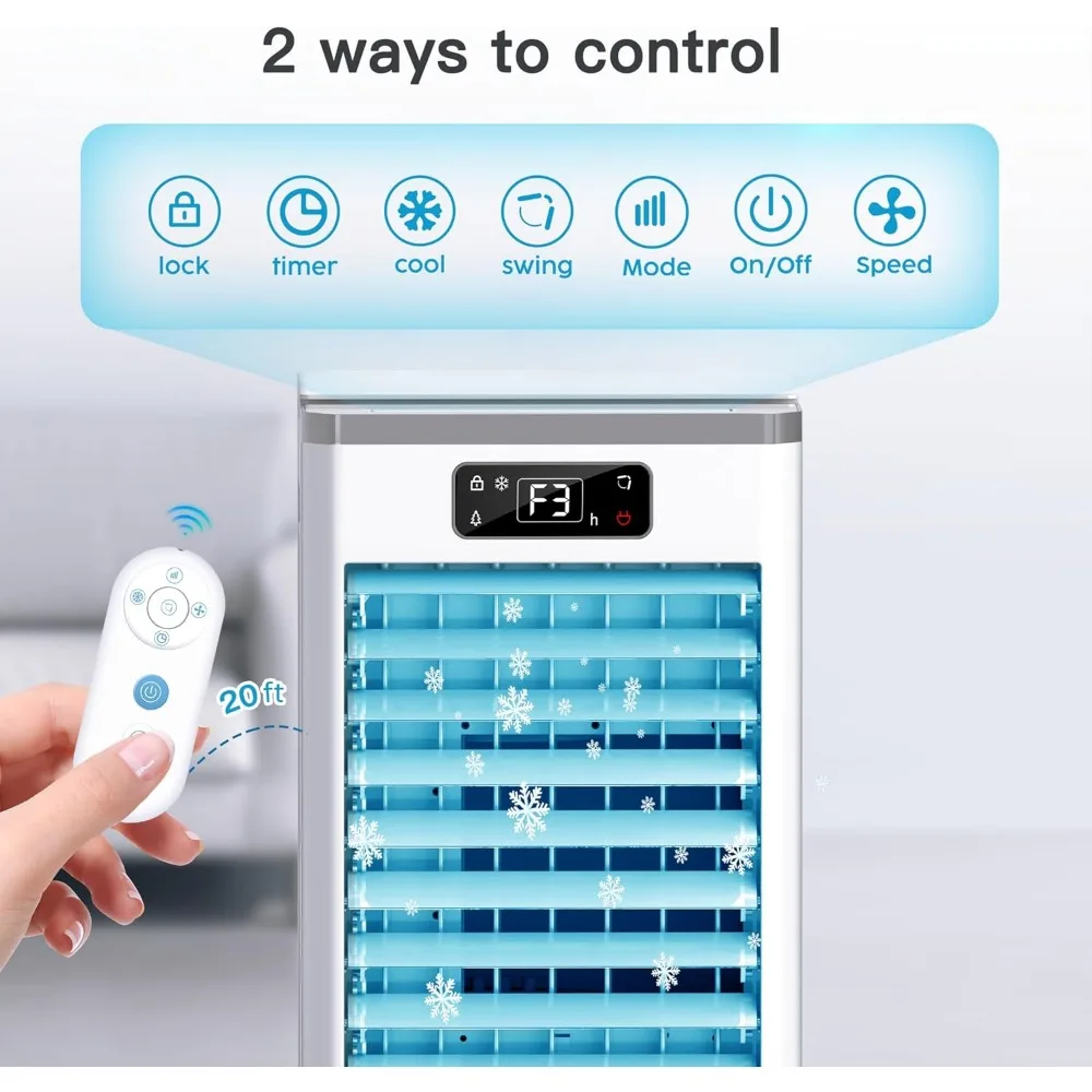 Windowless Portable Air Conditioners, Evaporative Air Cooler w/3 Modes & 3 Speeds, 12H Timer for Smart Auto-off, 2-Gal Tank 6 Windowless Portable Air Conditioners, Evaporative Air Cooler w/3 Modes & 3 Speeds, 12H Timer for Smart Auto-off, 2-Gal Tank 6