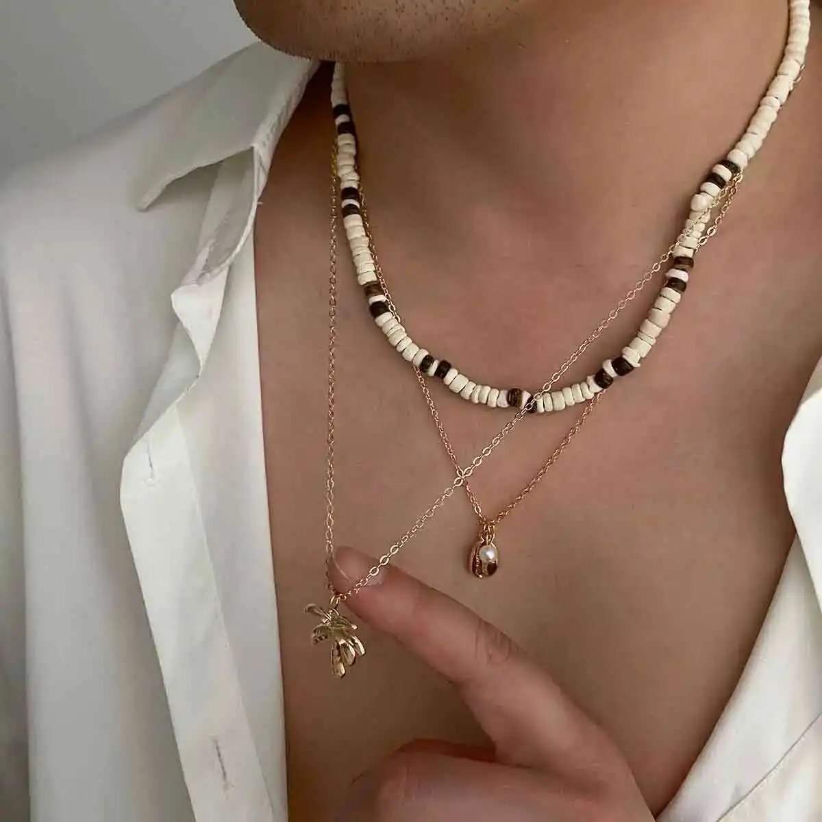 KunJoe 3 قطعة خمر الخرز الخشبي سلسلة المختنق قلادة...