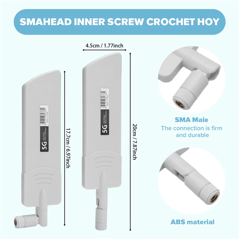 2PCS 5G 안테나 WIFI 안테나 5G/3G/4G/GSM 풀 밴드 글루 스틱 옴니 무선 스마트 미터 라우터 모듈 게인 화이트 SMA Male-A86G