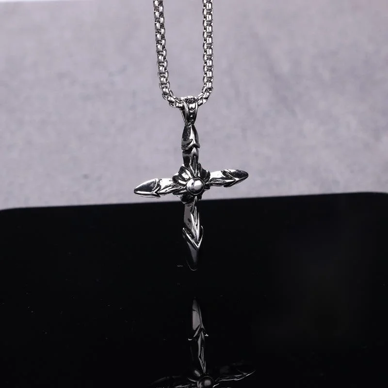 Τάση κολιέ με σταυρό, απλή προσωπικότητα χιπ χοπ, μενταγιόν για άνδρες και γυναίκες φοιτητών, αξεσουάρ αλυσίδας πουλόβερ_voghion.com