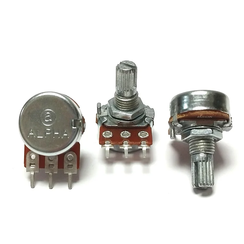 ALPHA WH148 Single Linked Type 16 3pin Potentiometer B1K 5K 10K 20K 50K 100K 103 104 Handle Length 15mm Adjustable Resistance multiturn potentiometer linear potentiometer rotary potentiometer potentiometer kit trimmer potentiometer adjustable resistor