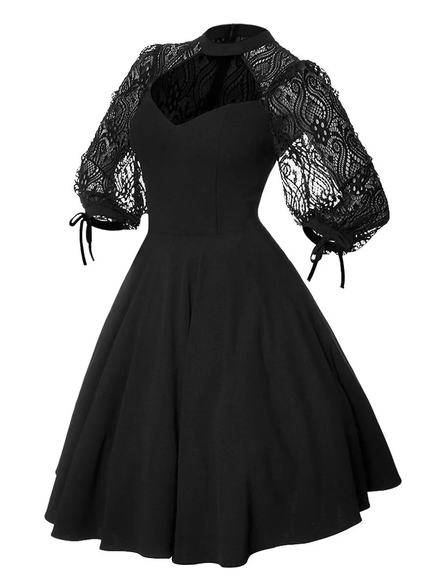 Halloween Plus Size Gothic for Women Cosplay Party Prom Lace Floral Guipure Panel Open Shoulder Dual Strap Empire Waist Maxi Dre -S2d7acf9a73dd455eb611284829fb97291