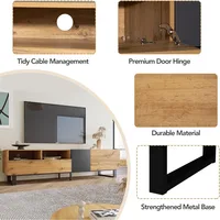 Modern TV Stand with 3 Cabinets & Open Shelves, Minimalist Wooden Entertainment Center for TVs Up To 80”, Sturdy TV Console 2