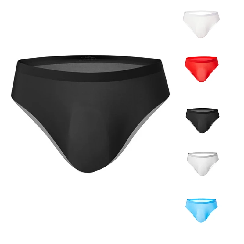 Sexy Men's Underwear Seamless Ice Silk Briefs Breathable Elastic Panties Summer Low Waist Ultra-thin Pouch Male Underpants