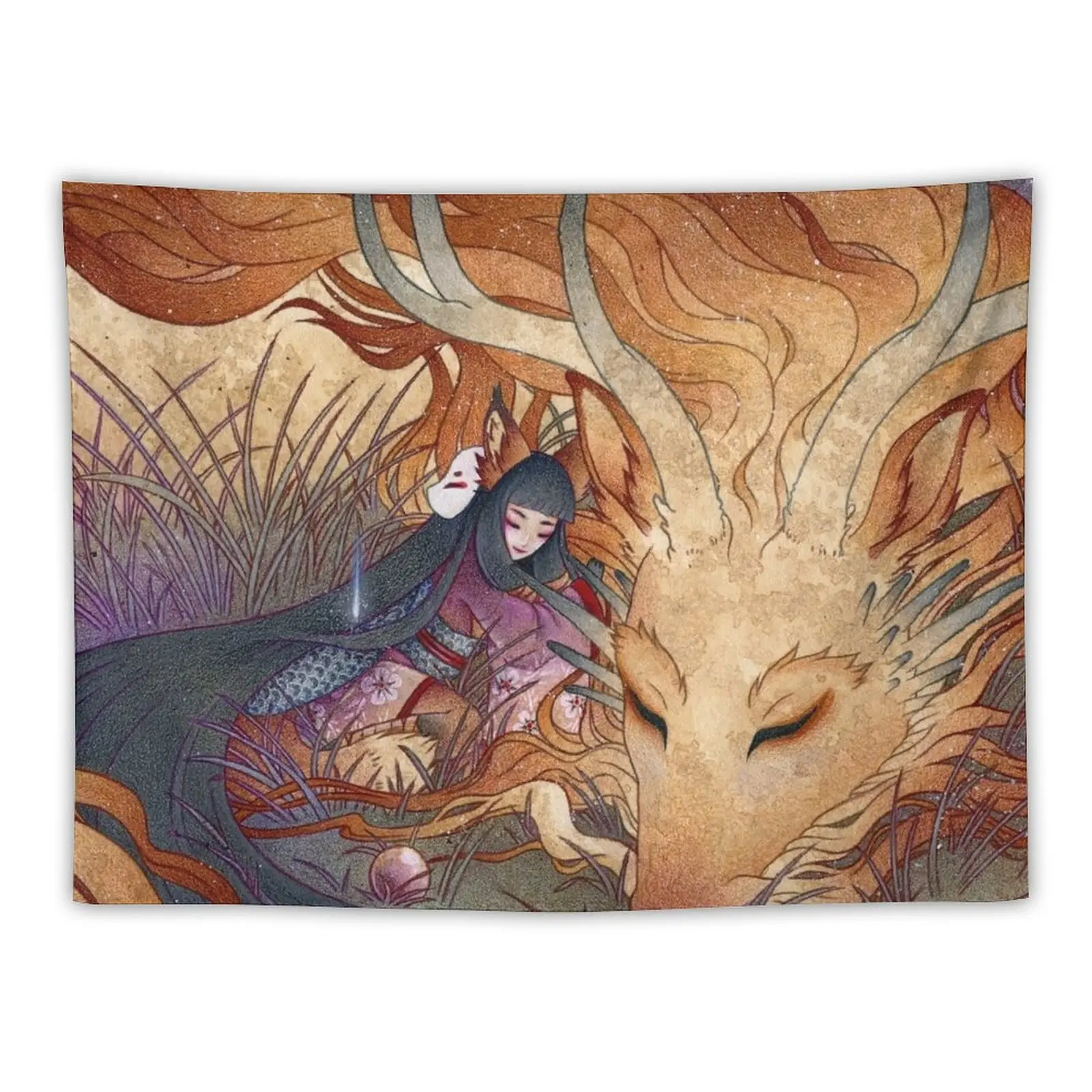 

Slumber - TeaKitsune Dragon Fox Tapestry Decoration Pictures Room Wall Room Decor For Girls Custom Tapestry