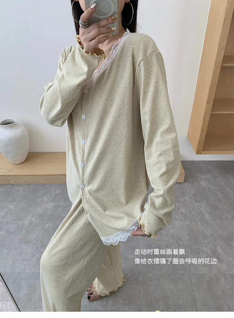 Koreanische Frauen Pyjama Neue Lounge Langarm Top Hose Zwei Stück Set Herbst Winter Nachtwäsche Weibliche Hause Tragen Conjuntos de pijama – Detail 19