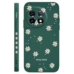 Smiling Daisy Liquid Silicone Phone Case Cover for OnePlus 13 5G (Dark Green)