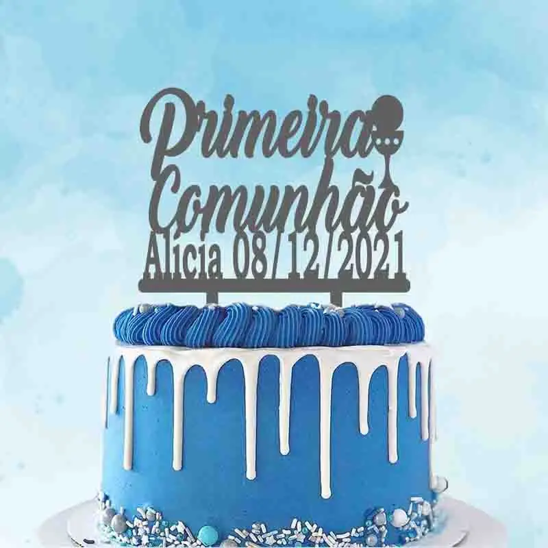 Personalizzato Spagnolo Primera Comunión Cake Topper Nome Personalizzato Data Mi Primera Comunión Party Cake Topper Decorazione