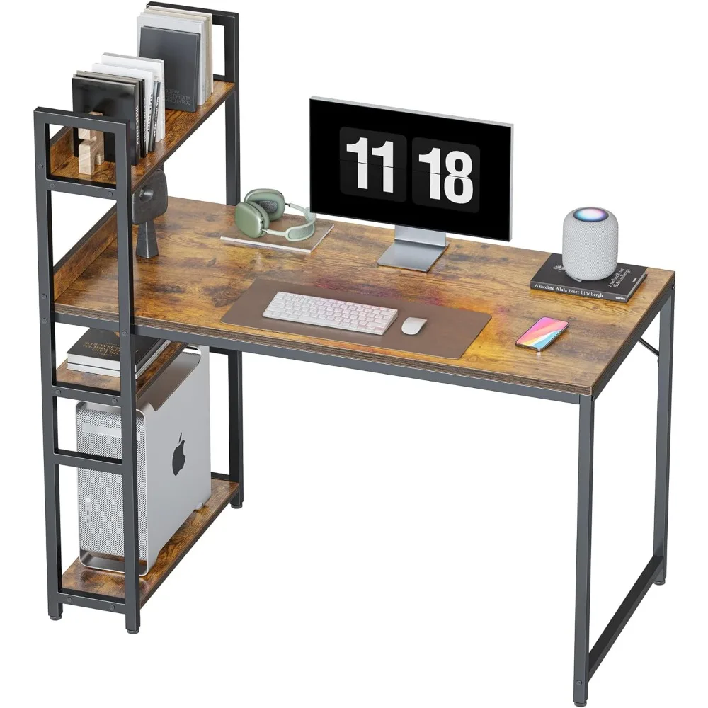 CubiCubi Computer Desk 47 inch with Storage Shelves Study Writing Table for Home Office,Modern Simple Style, Rustic Brown рамка для телевизора samsung frame 50 brown modern vg scfa50bwb