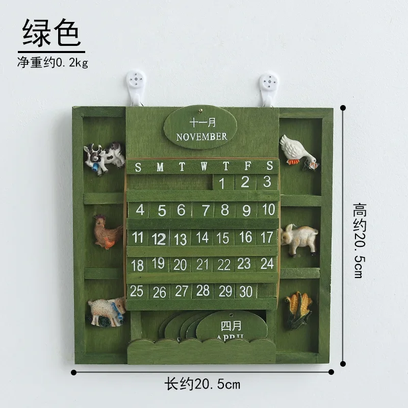 창의적인 멋진 나무 레트로 영구 달력, 벽 달력, 데스크탑 액세서리, 사진 소품, 홈 오피스