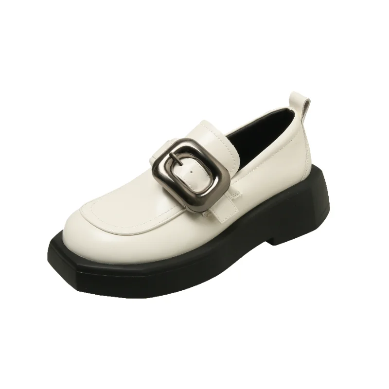 Retro Round-toe Black Shoes for Women 2024 New Autumn and Winter British Style Thick Heel Versatile French Thick-soled vulcanize