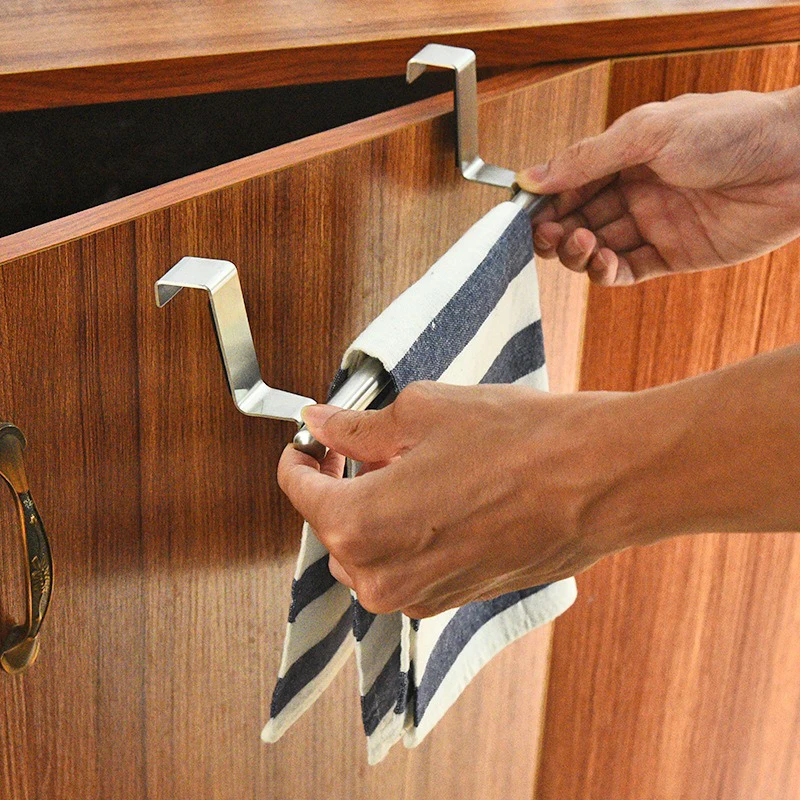 Stainless Steel Towel Rack Kitchen Towel Holder Sink Accessories Bathroom Towel Holder Under Sink Organizer SNJ004 5