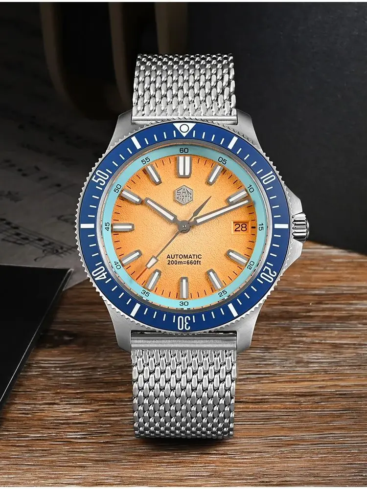 San Martin Original 40mm NH35 Men Mechanical Watch 3H Date AR Sapphire Crystal 20Bar Dive Relogio Luxo Masculino Fashion SN0118