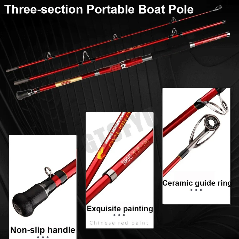 3-Piece Portable Carbon Spinning Fishing Rod – Travel Surf & Saltwater Rod 4