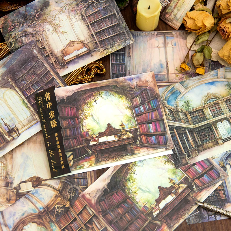 Yoofun 40 Sheets Magical Story Material Paper Retro Dream House Collage Cards Background Paper Diy Junk Journal Planner