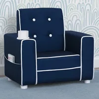 Chelsea Kids Upholstered Chair with Cup Holder, Navy 2