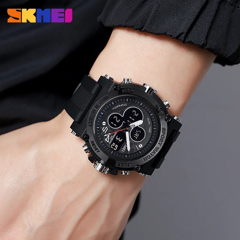 SKMEI Military Sport Men's Watches Fashion 3Time Quartz Wristwatch Digital Chronograph Date Alarm Waterproof Watch Male Clock