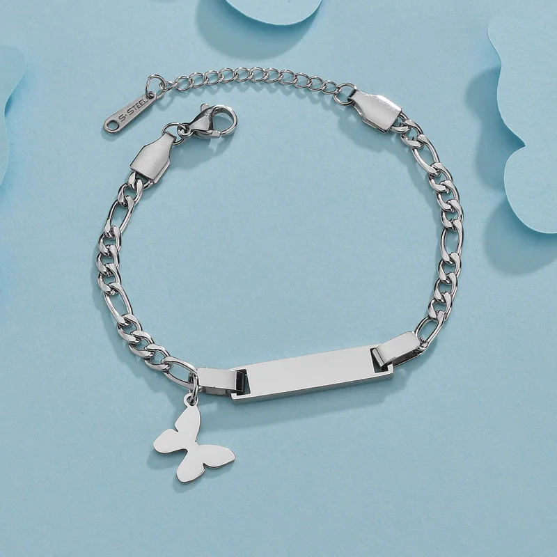 Goxijite in acciaio inox personalizzato nome della data braccialetto del bambino incisione corona nomi bracciali per le donne bambini regalo di compleanno all'ingrosso