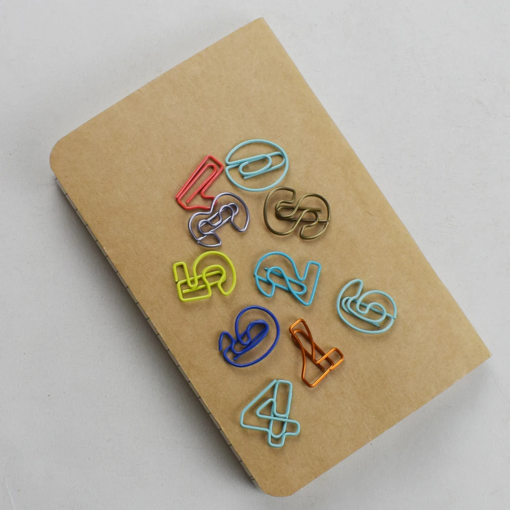 Metal Digital Shape Paper Clips Kawaii Cute Bookmark Clip Stationery Office School Supplies 10pcs/Set