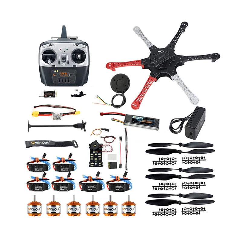 

Полный комплект F550 6-осевой Радиоуправляемый гексакоптер Дрон 920KV CW CCW бесщеточный двигатель PIX 2.4.8 Контроллер полета AT10 II 12CH радиопередатчик